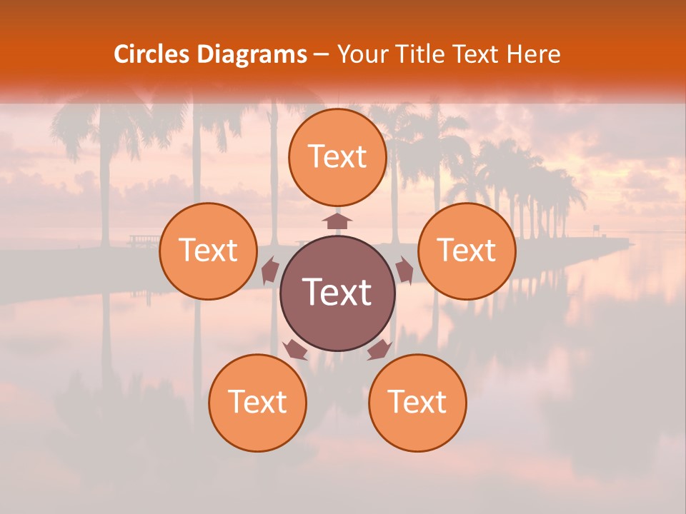 Palm Trees Are Reflected In The Water At Sunset PowerPoint Template