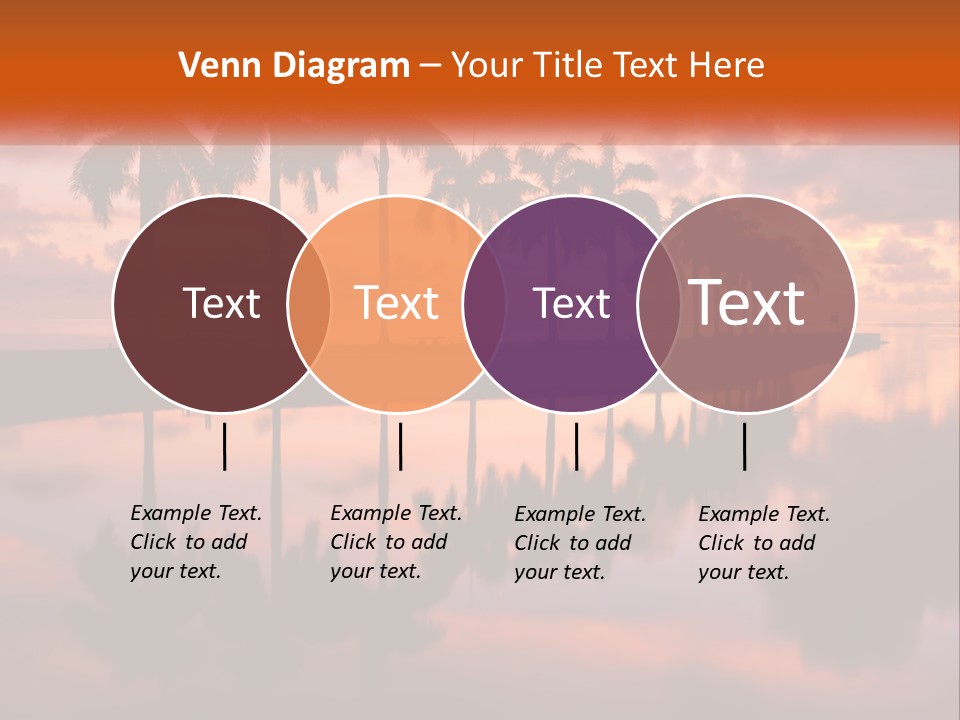 Palm Trees Are Reflected In The Water At Sunset PowerPoint Template