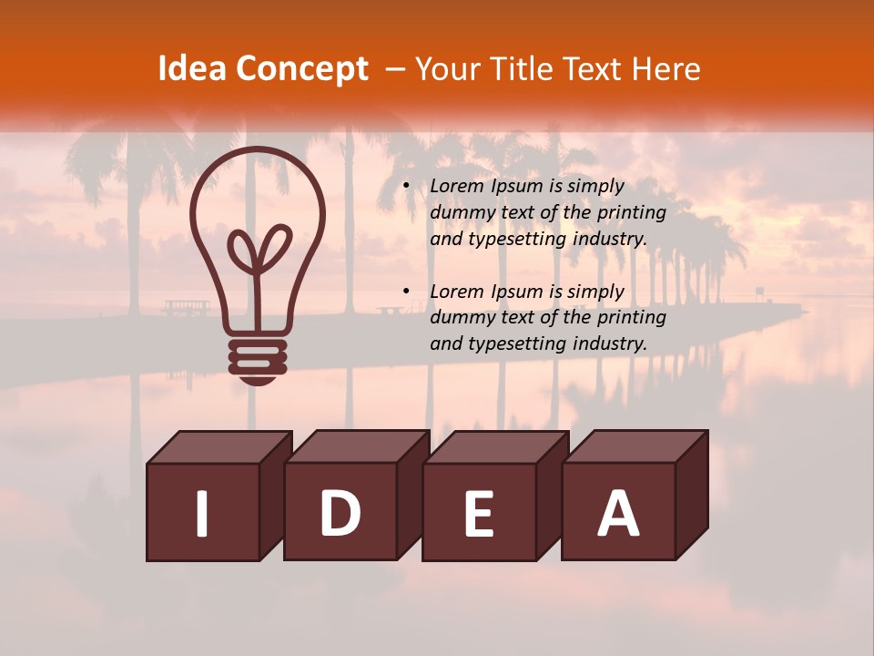 Palm Trees Are Reflected In The Water At Sunset PowerPoint Template