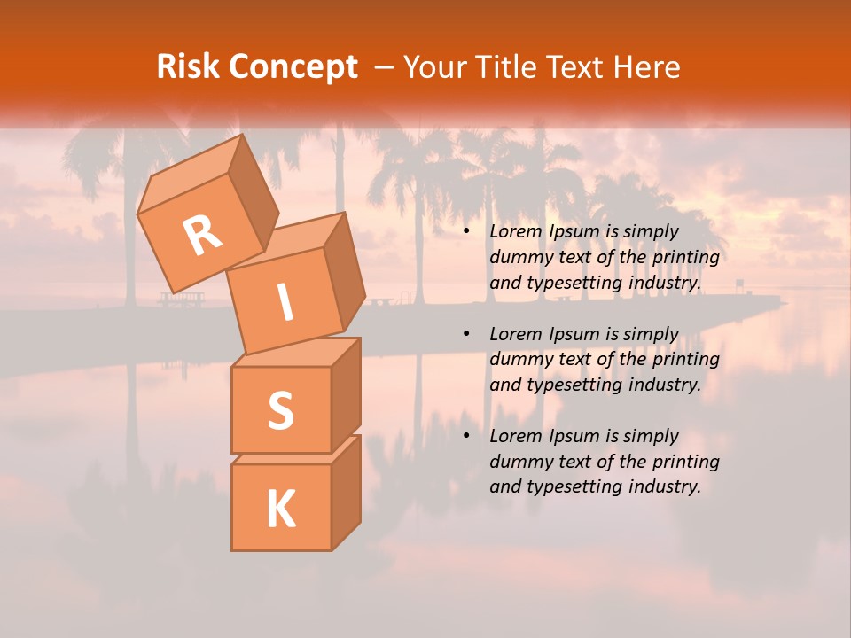 Palm Trees Are Reflected In The Water At Sunset PowerPoint Template
