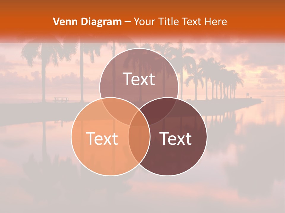 Palm Trees Are Reflected In The Water At Sunset PowerPoint Template