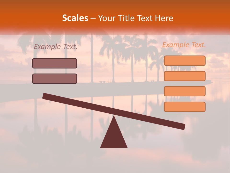 Palm Trees Are Reflected In The Water At Sunset PowerPoint Template