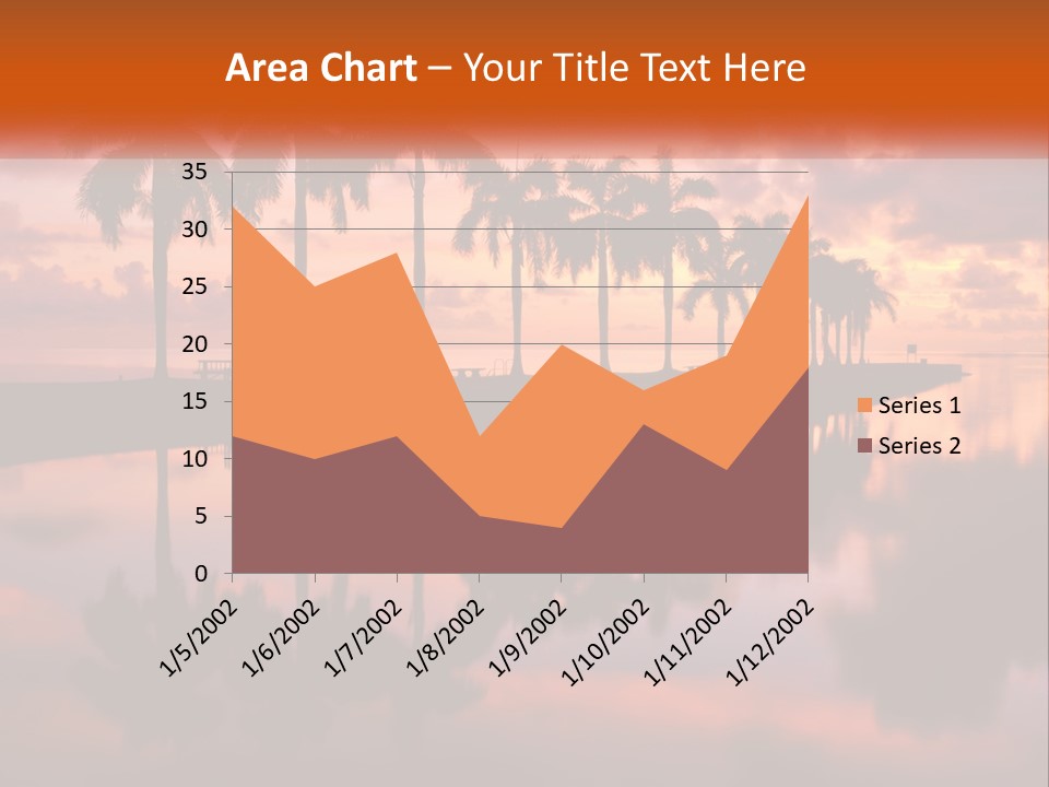 Palm Trees Are Reflected In The Water At Sunset PowerPoint Template