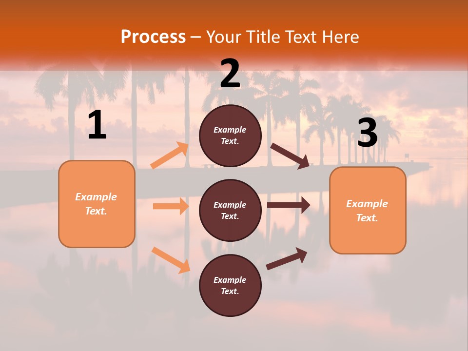 Palm Trees Are Reflected In The Water At Sunset PowerPoint Template