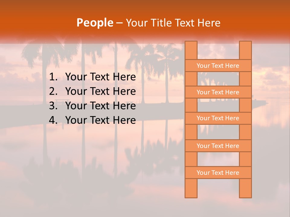 Palm Trees Are Reflected In The Water At Sunset PowerPoint Template