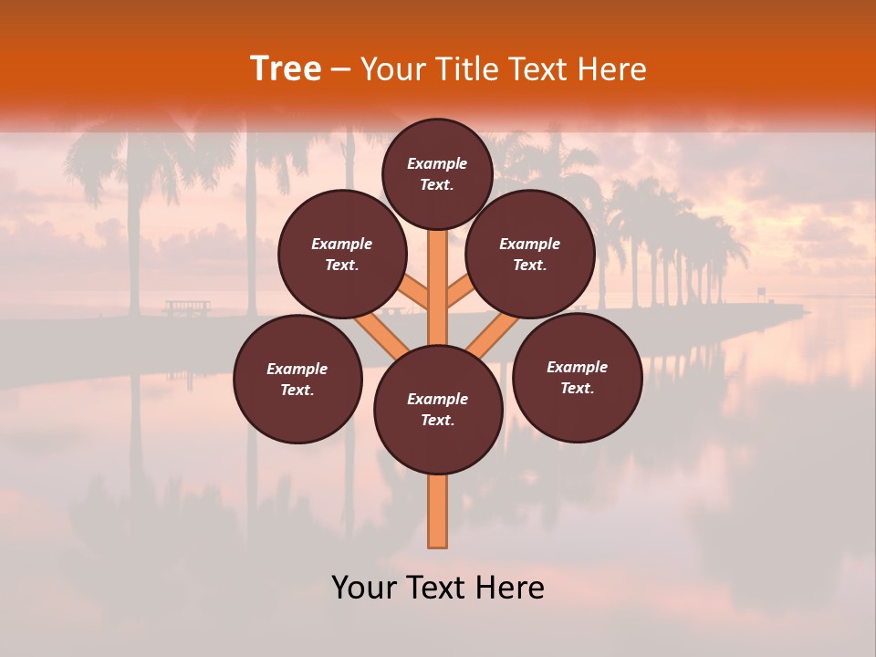 Palm Trees Are Reflected In The Water At Sunset PowerPoint Template