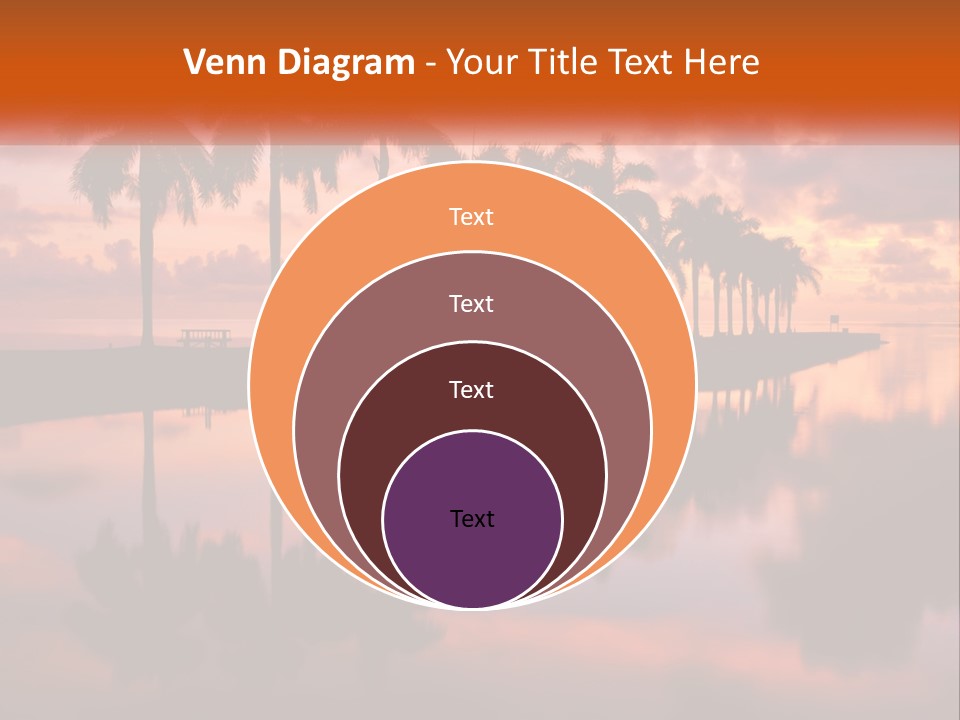 Palm Trees Are Reflected In The Water At Sunset PowerPoint Template