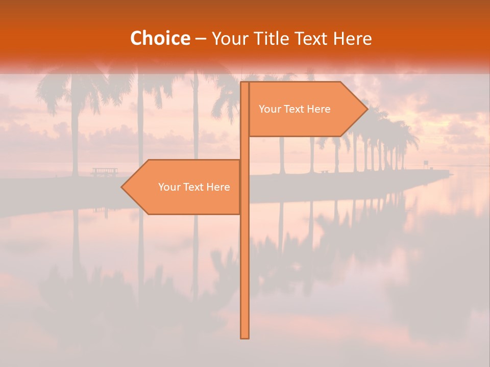 Palm Trees Are Reflected In The Water At Sunset PowerPoint Template