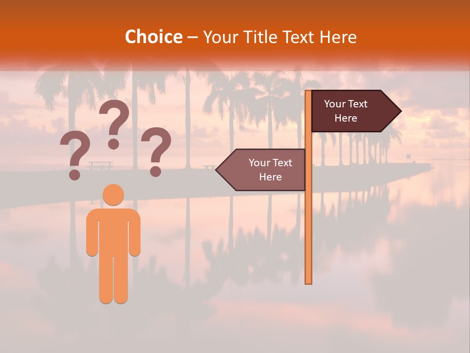 Palm Trees Are Reflected In The Water At Sunset PowerPoint Template