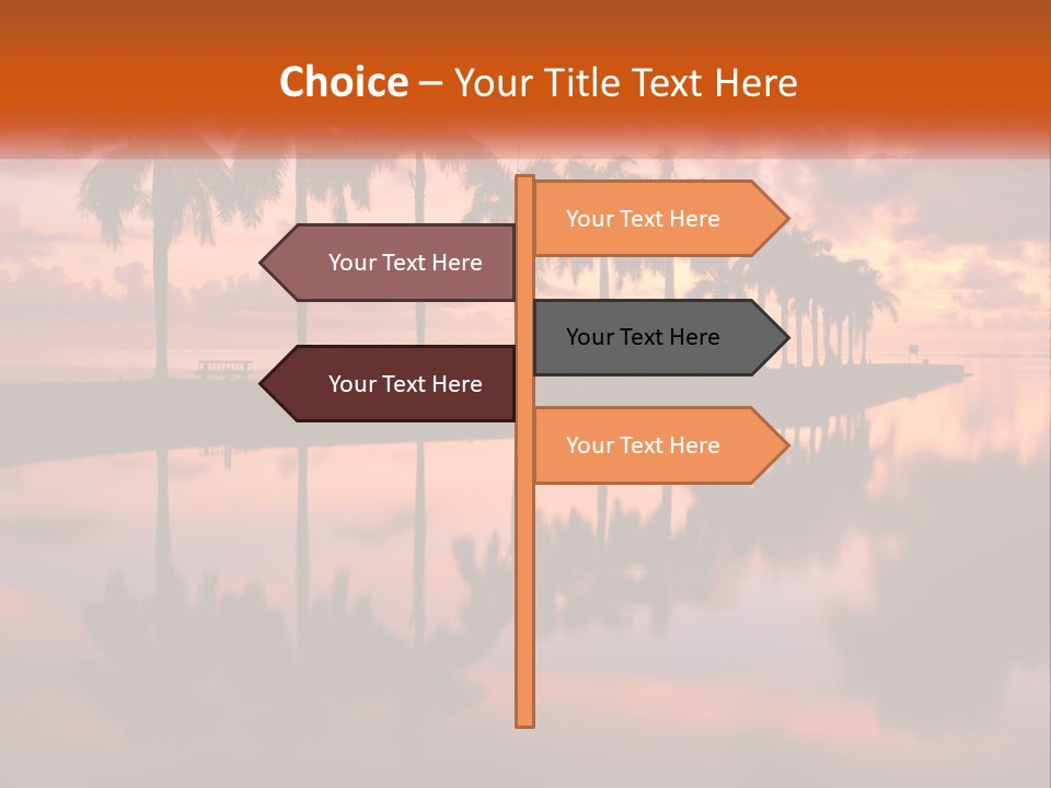 Palm Trees Are Reflected In The Water At Sunset PowerPoint Template