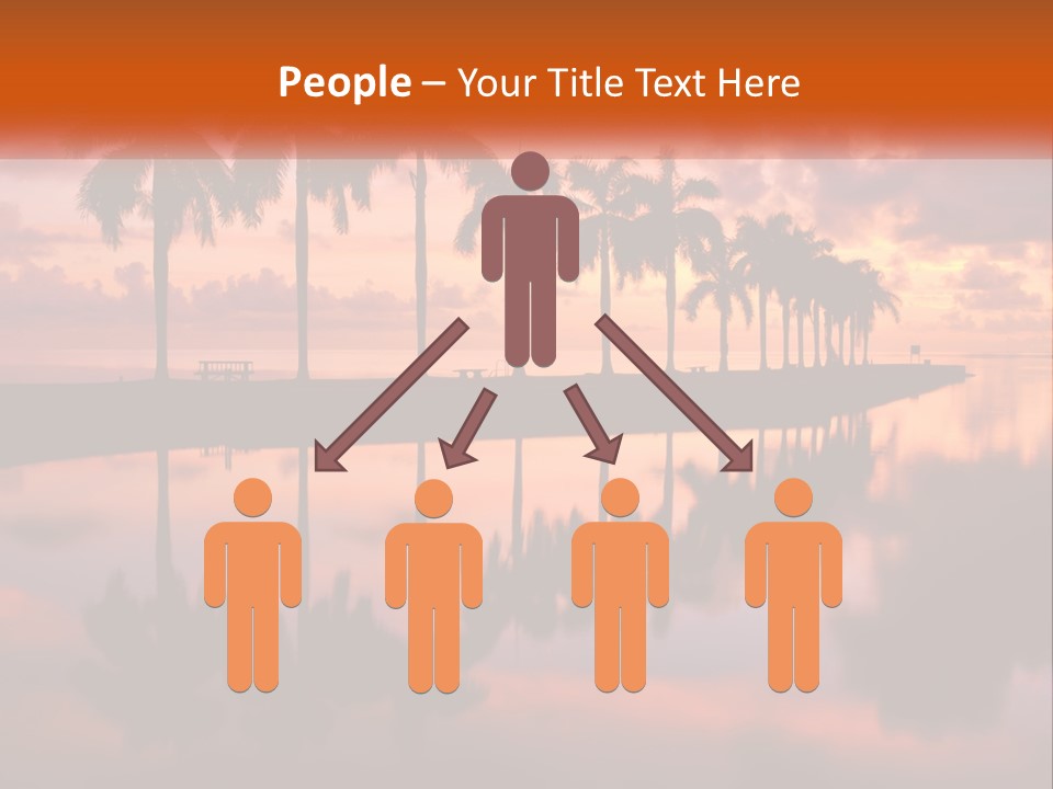 Palm Trees Are Reflected In The Water At Sunset PowerPoint Template