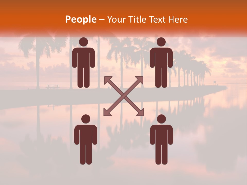 Palm Trees Are Reflected In The Water At Sunset PowerPoint Template