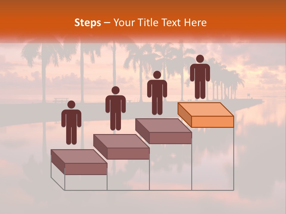 Palm Trees Are Reflected In The Water At Sunset PowerPoint Template