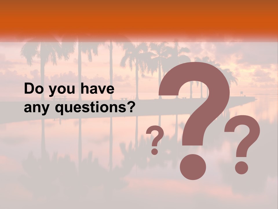 Palm Trees Are Reflected In The Water At Sunset PowerPoint Template