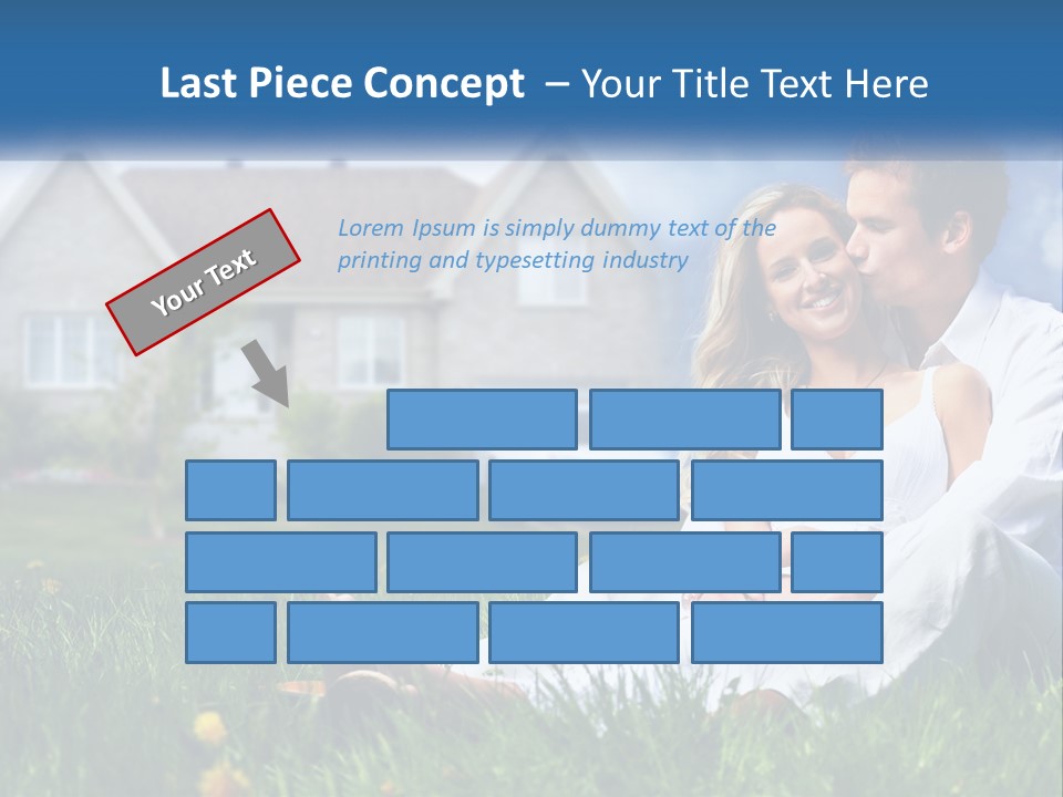 A Man And Woman Sitting In The Grass In Front Of A House PowerPoint Template