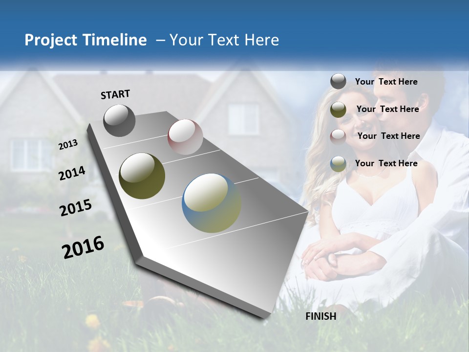 A Man And Woman Sitting In The Grass In Front Of A House PowerPoint Template