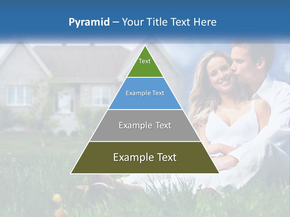 A Man And Woman Sitting In The Grass In Front Of A House PowerPoint Template