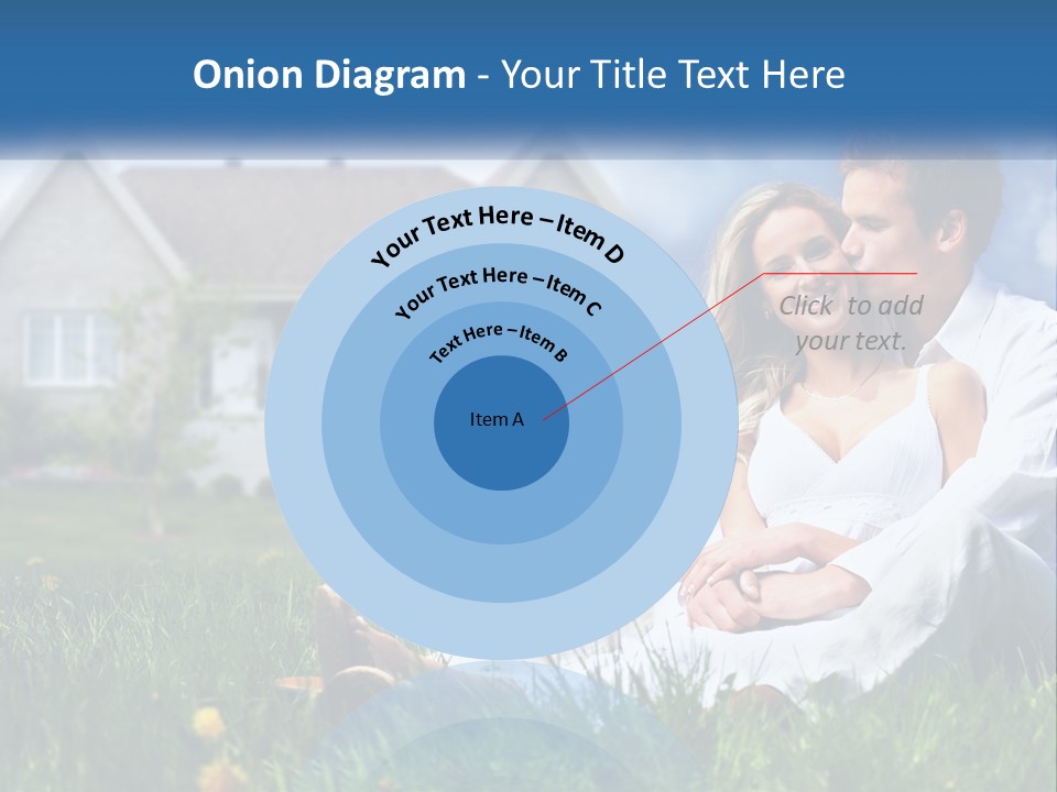 A Man And Woman Sitting In The Grass In Front Of A House PowerPoint Template