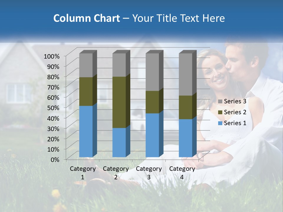 A Man And Woman Sitting In The Grass In Front Of A House PowerPoint Template