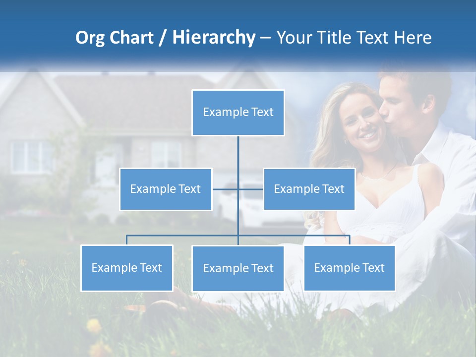 A Man And Woman Sitting In The Grass In Front Of A House PowerPoint Template
