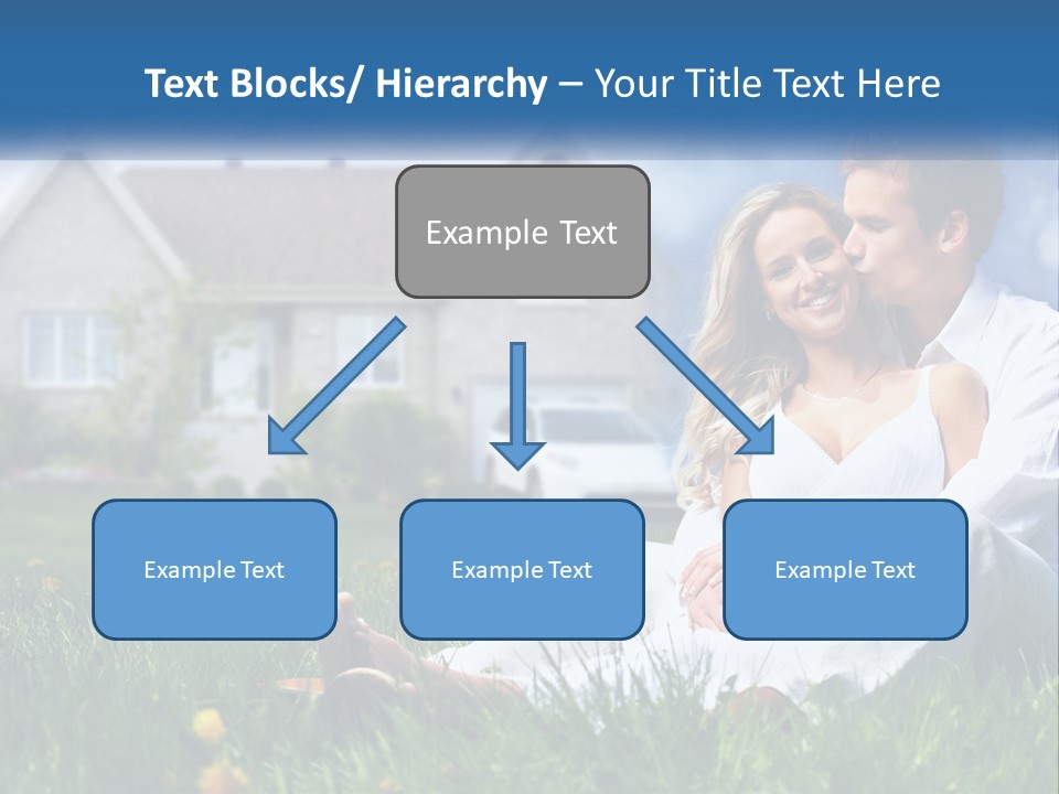 A Man And Woman Sitting In The Grass In Front Of A House PowerPoint Template