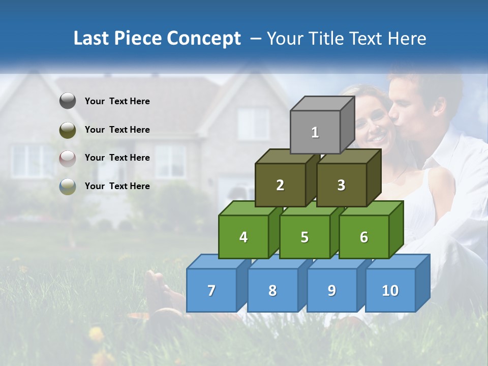 A Man And Woman Sitting In The Grass In Front Of A House PowerPoint Template