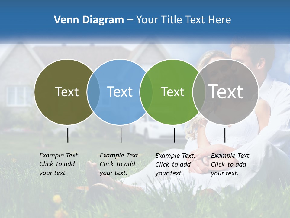 A Man And Woman Sitting In The Grass In Front Of A House PowerPoint Template