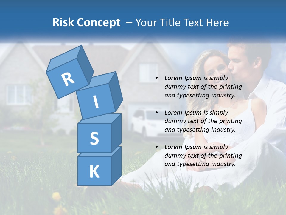 A Man And Woman Sitting In The Grass In Front Of A House PowerPoint Template