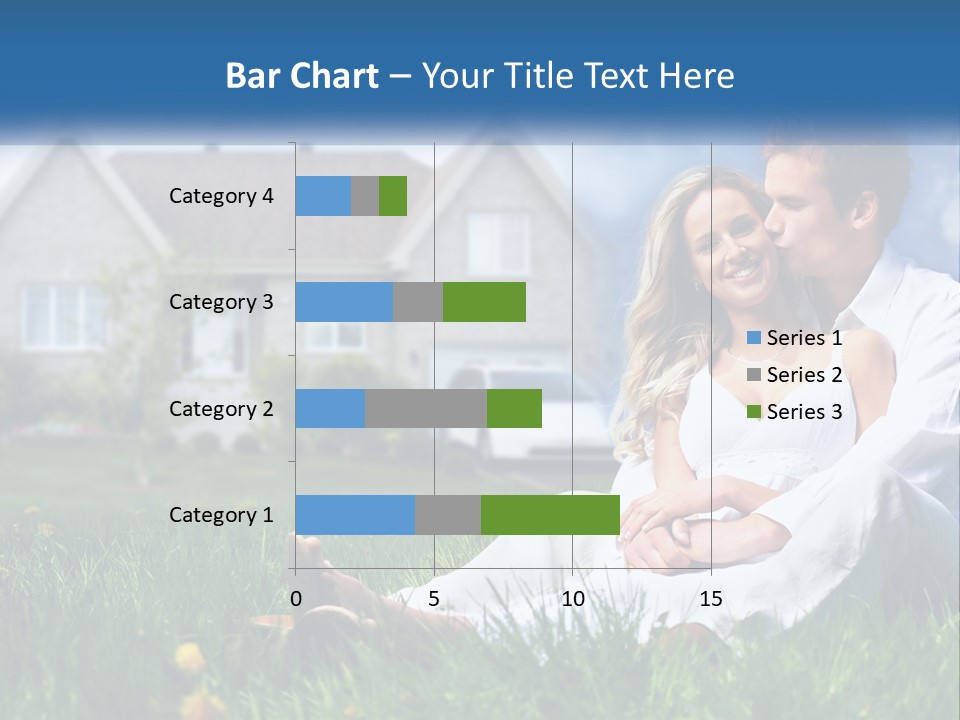 A Man And Woman Sitting In The Grass In Front Of A House PowerPoint Template
