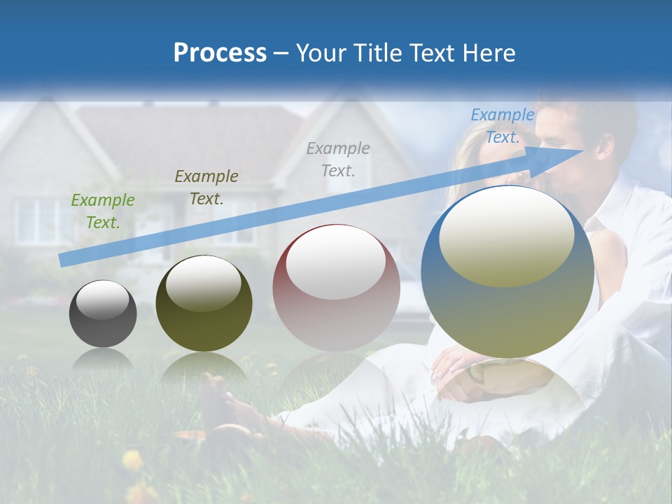 A Man And Woman Sitting In The Grass In Front Of A House PowerPoint Template