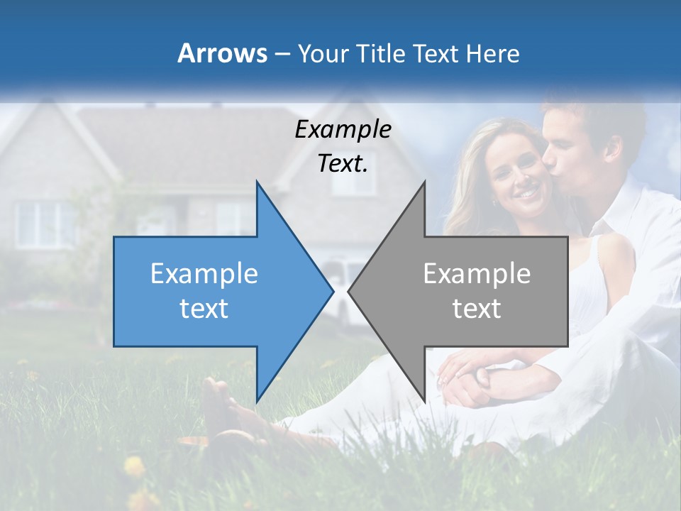 A Man And Woman Sitting In The Grass In Front Of A House PowerPoint Template