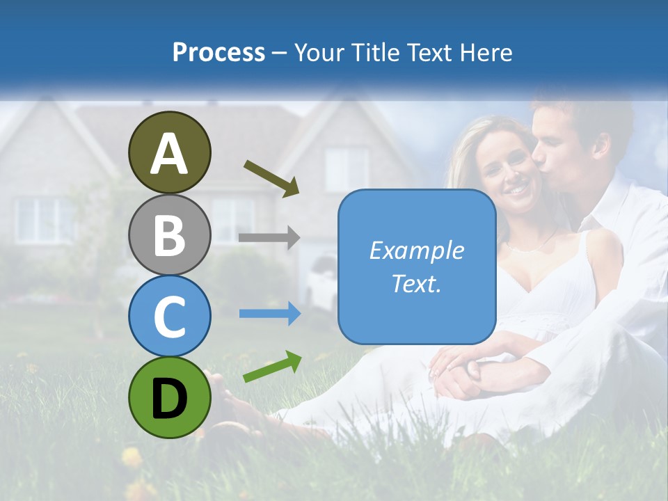 A Man And Woman Sitting In The Grass In Front Of A House PowerPoint Template
