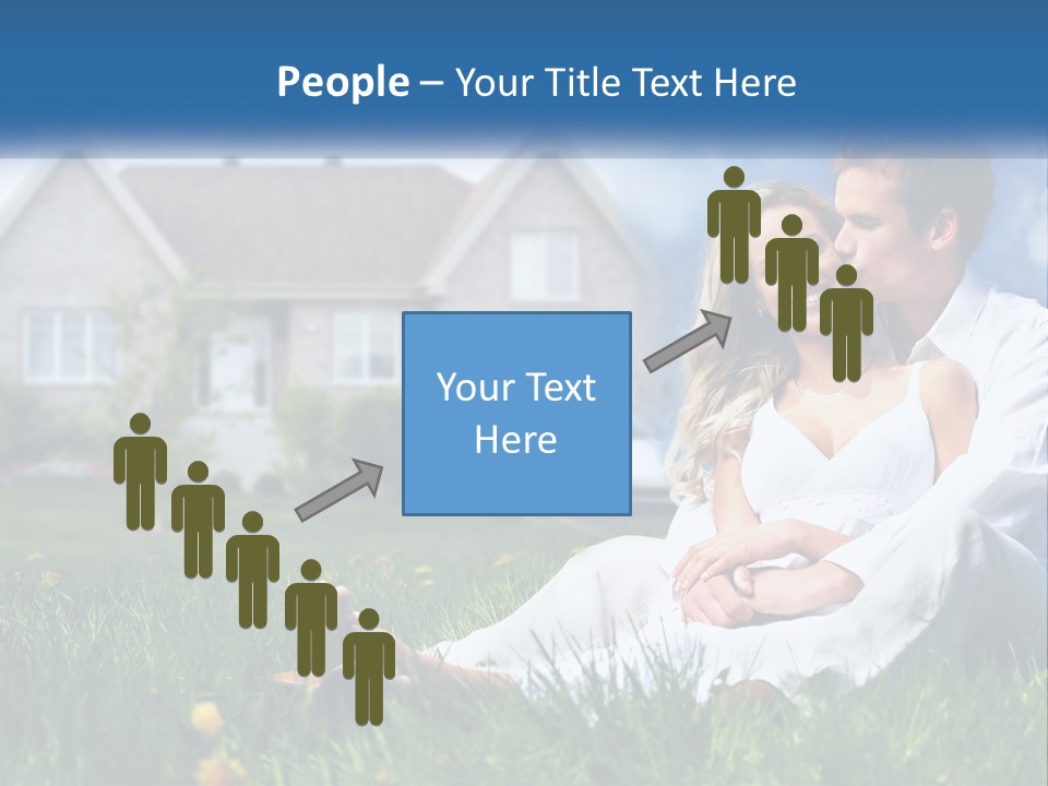A Man And Woman Sitting In The Grass In Front Of A House PowerPoint Template