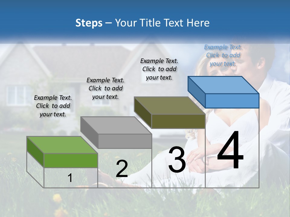 A Man And Woman Sitting In The Grass In Front Of A House PowerPoint Template