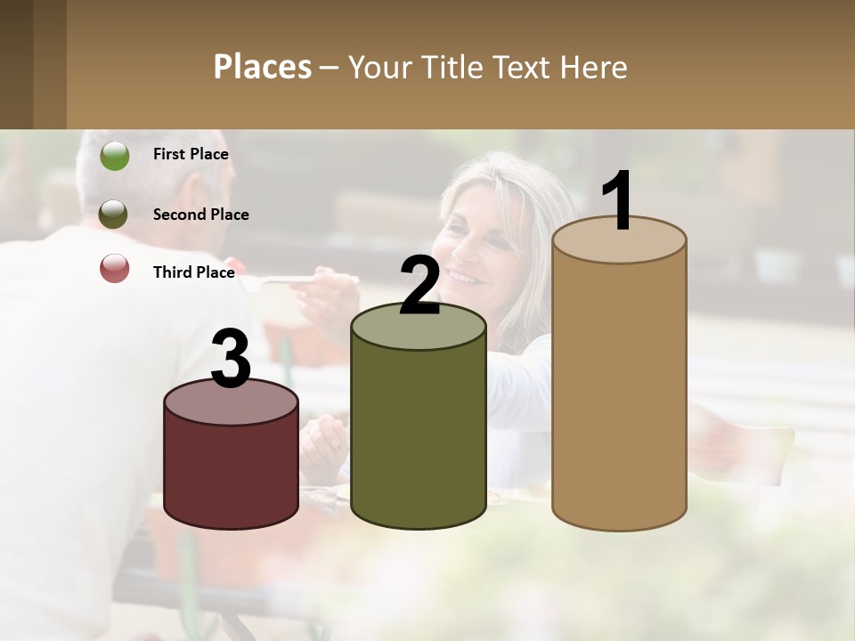 A Man And A Woman Sitting At A Table Eating Food PowerPoint Template