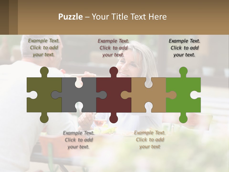 A Man And A Woman Sitting At A Table Eating Food PowerPoint Template