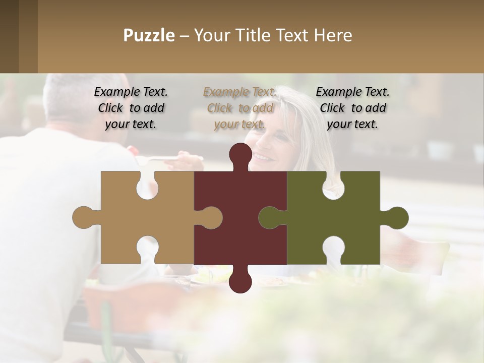 A Man And A Woman Sitting At A Table Eating Food PowerPoint Template