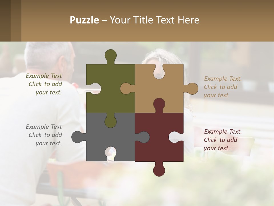A Man And A Woman Sitting At A Table Eating Food PowerPoint Template