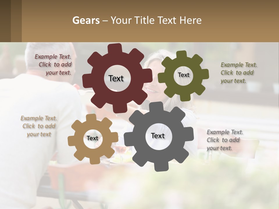 A Man And A Woman Sitting At A Table Eating Food PowerPoint Template