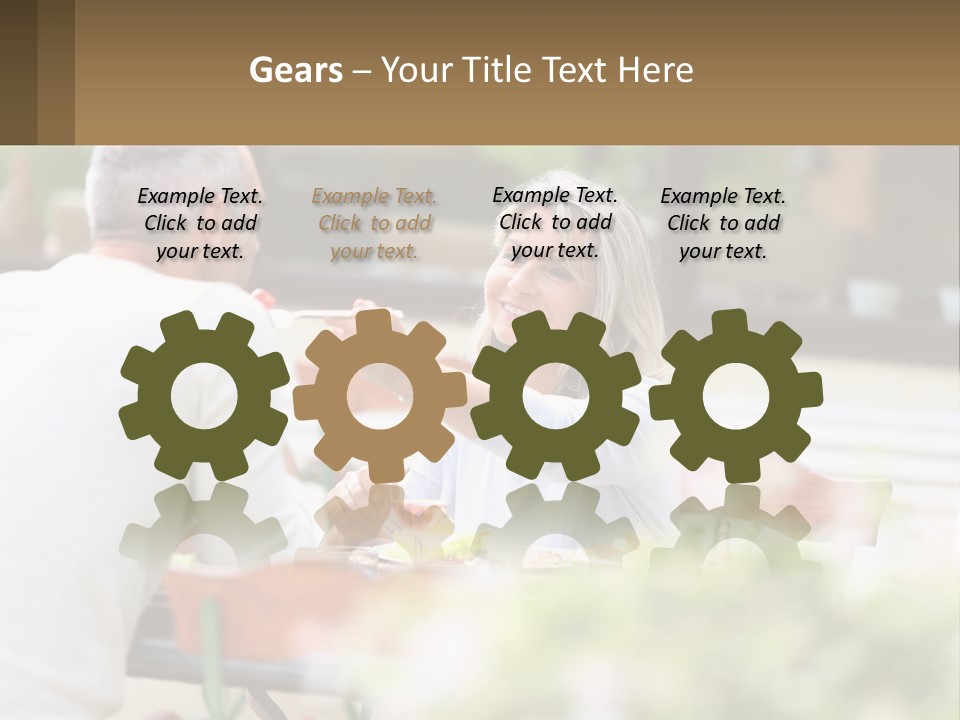 A Man And A Woman Sitting At A Table Eating Food PowerPoint Template