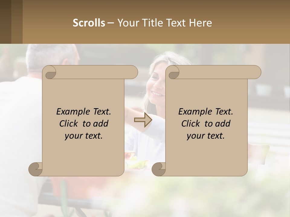 A Man And A Woman Sitting At A Table Eating Food PowerPoint Template