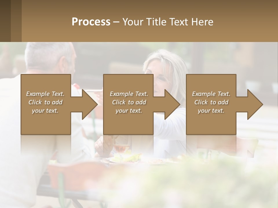 A Man And A Woman Sitting At A Table Eating Food PowerPoint Template