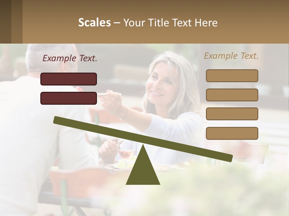 A Man And A Woman Sitting At A Table Eating Food PowerPoint Template