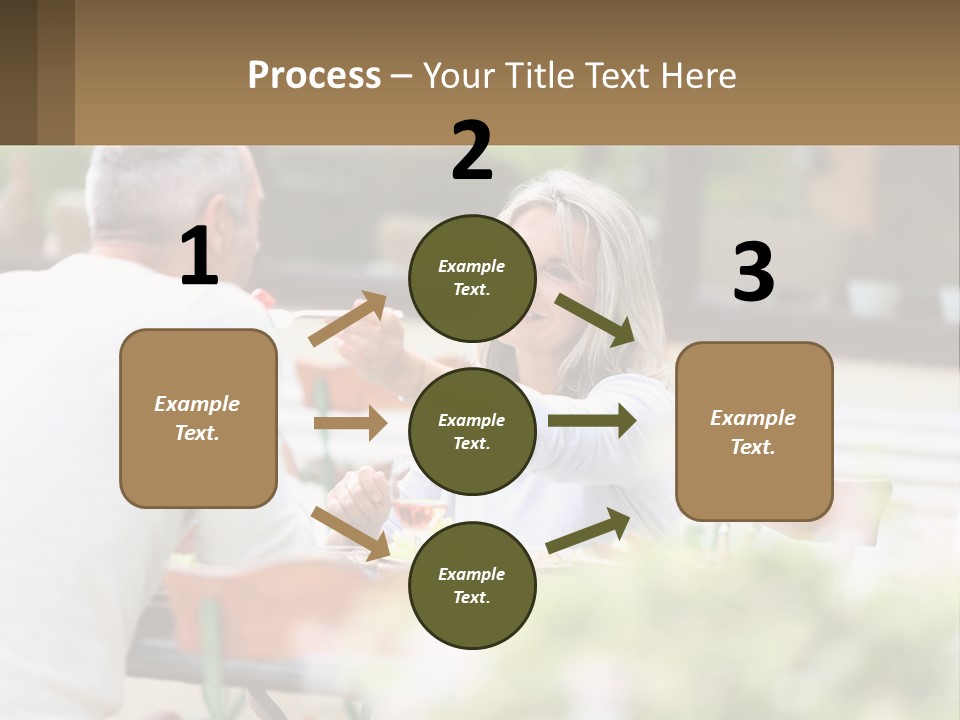 A Man And A Woman Sitting At A Table Eating Food PowerPoint Template