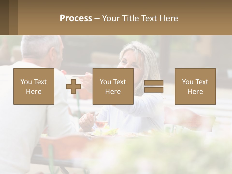 A Man And A Woman Sitting At A Table Eating Food PowerPoint Template