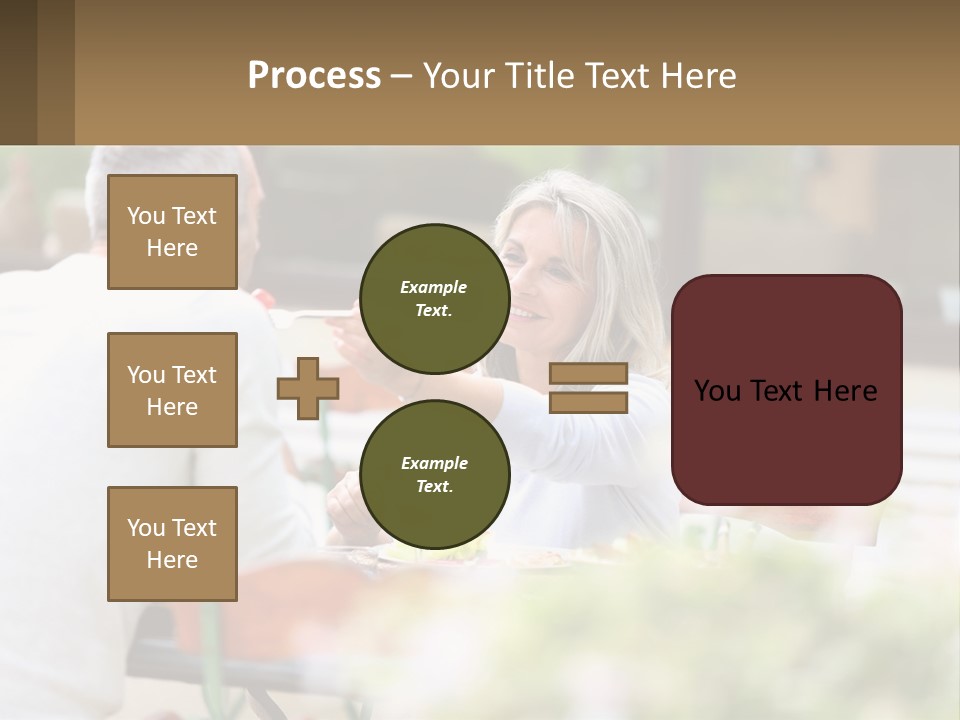 A Man And A Woman Sitting At A Table Eating Food PowerPoint Template
