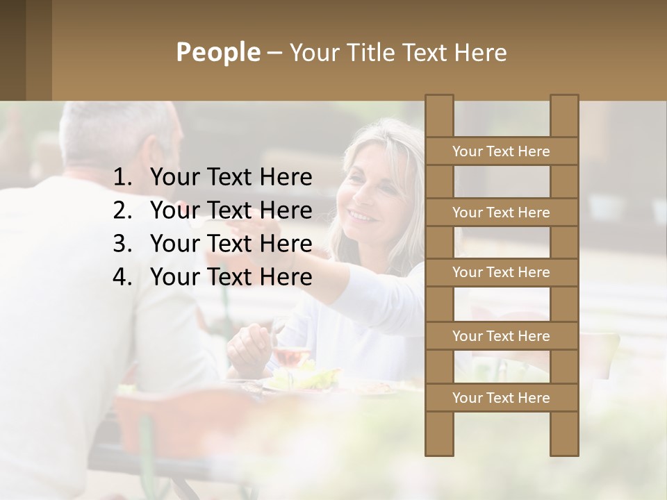 A Man And A Woman Sitting At A Table Eating Food PowerPoint Template