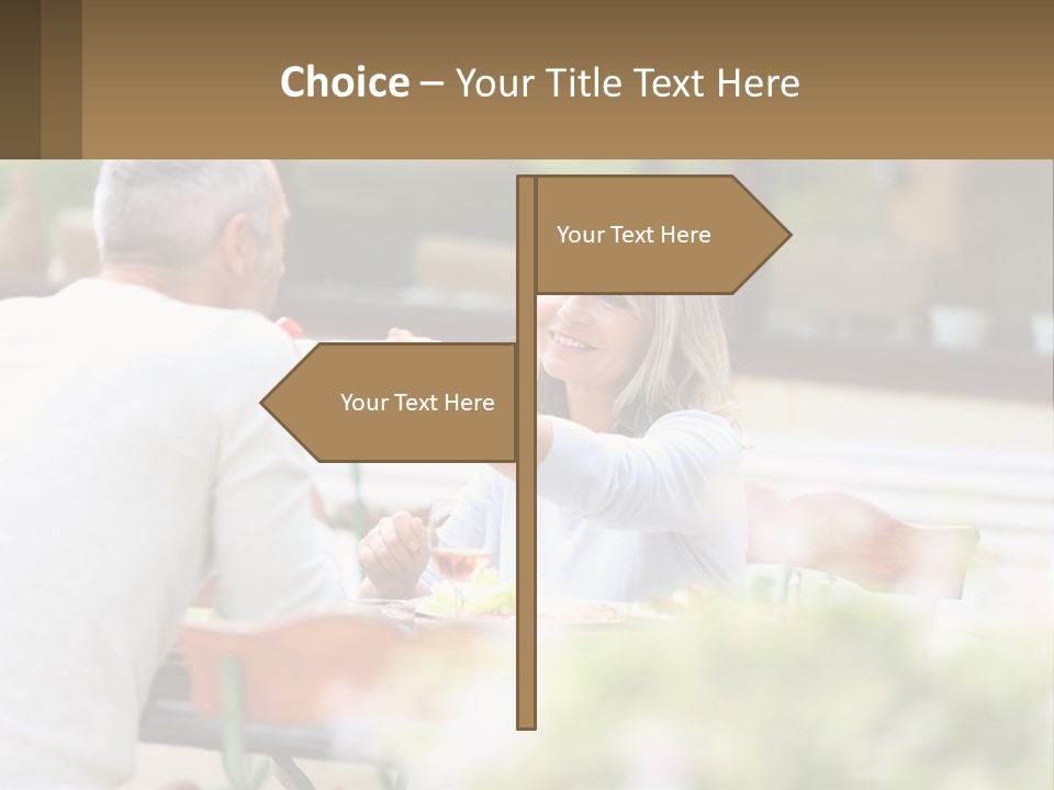 A Man And A Woman Sitting At A Table Eating Food PowerPoint Template