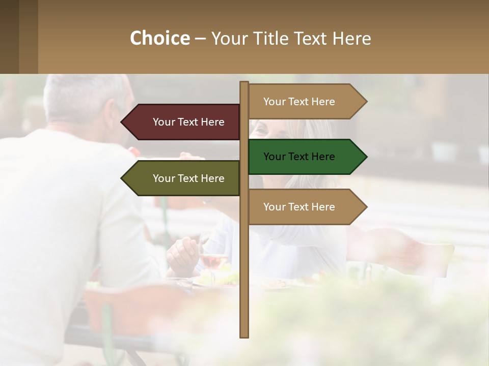 A Man And A Woman Sitting At A Table Eating Food PowerPoint Template