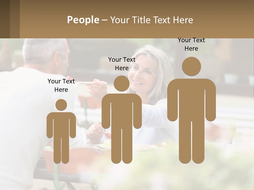 A Man And A Woman Sitting At A Table Eating Food PowerPoint Template